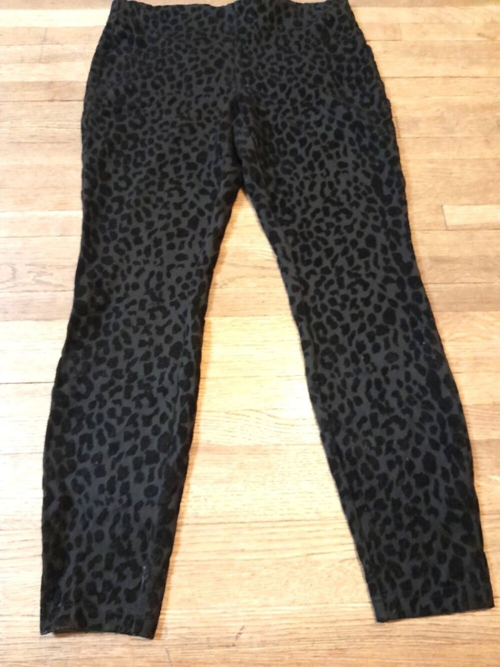 Nanette Lepore Pants Velvet Burnout Leopard Mob Wife Stretch M